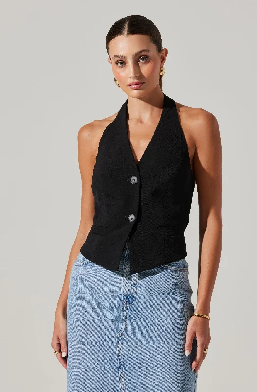 Tatum Halter Neck Vest Casual Women's Loose - fitting