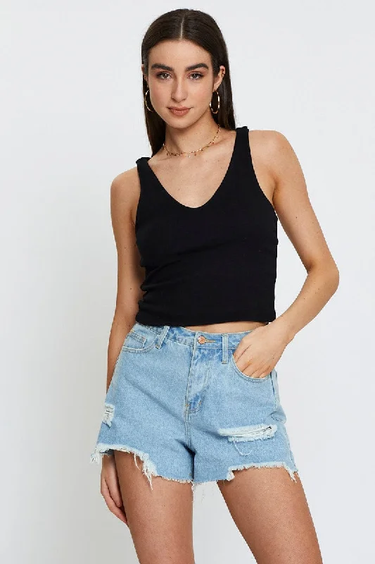 Black Tank Top Sleeveless Earthy Women's 