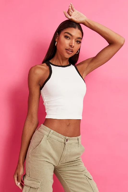 White Jersey Top Cool Women's Distressed