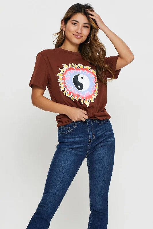 Brown Yin Yang T-Shirt Country