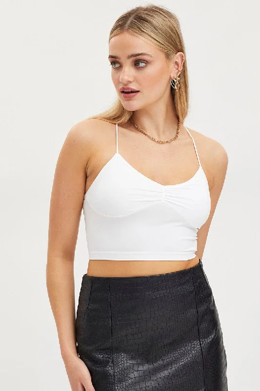 White Singlet Crop Top Seamless Adventure
