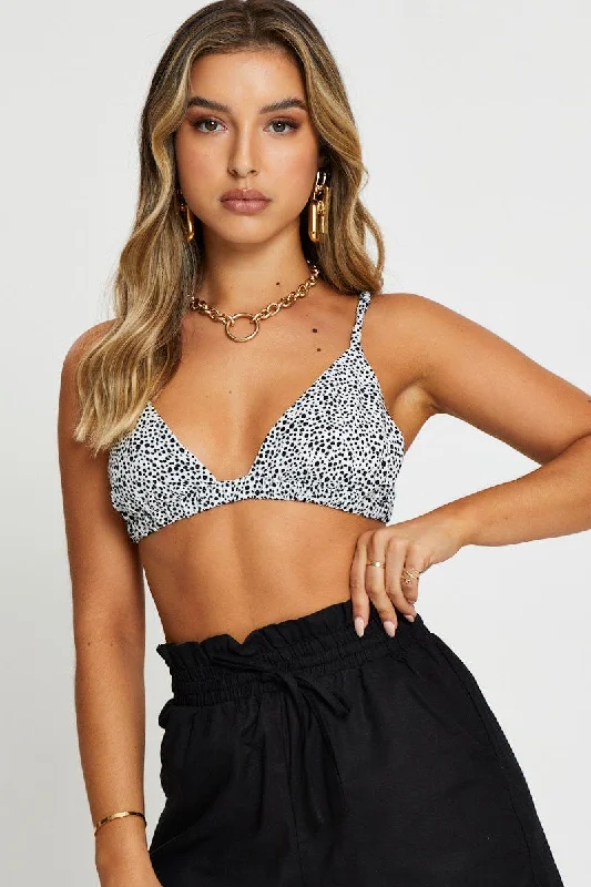Geo Print Halter Bralette Cozy Women's Winter