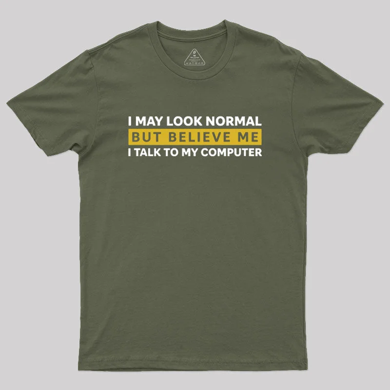 I TALK TO MY COMPUTER Geek T-Shirt Athletic Women's High - 