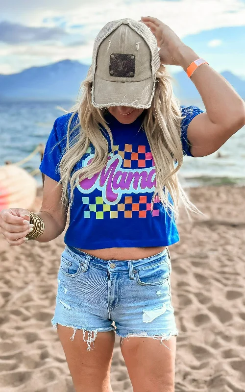 Mama Check Graphic Crop T-Shirt Earthy Women's Hemp - based