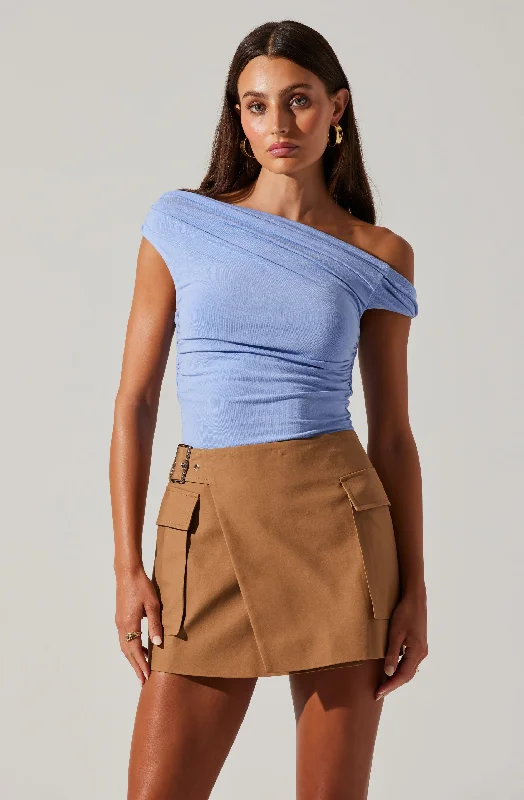 Fiora Asymmetrical Bodysuit Monochromatic Office Style