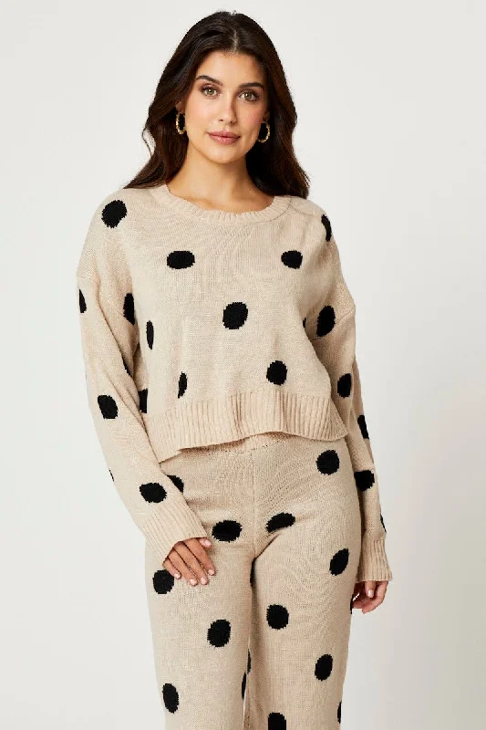 Polka Dot Jumper Long Sleeve Sophisticated Women's Tailored