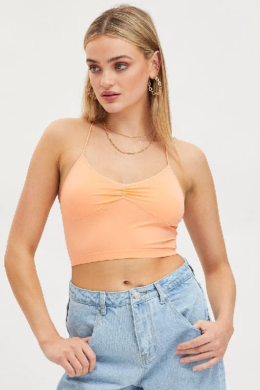 Brown Singlet Crop Top Seamless Rugged Women's Outdoor 