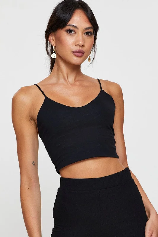 Black Singlet Top Sleeveless Hip Women's Urban