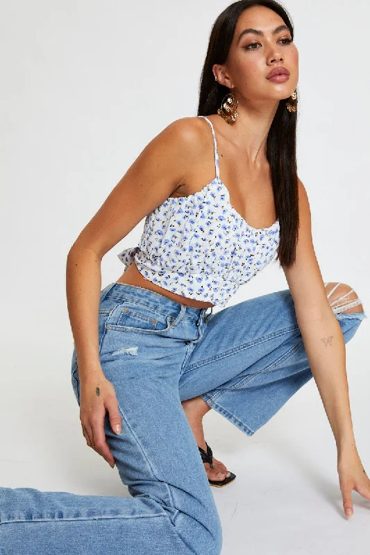 Print Singlet Sleeveless Crop Sleek Women's Metallic