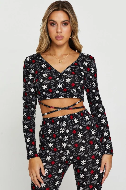 Print Crop Top Long Sleeve purpose