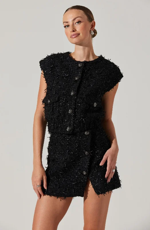 Pedrine Textured Tweed Vest Dapper Women's 1920S