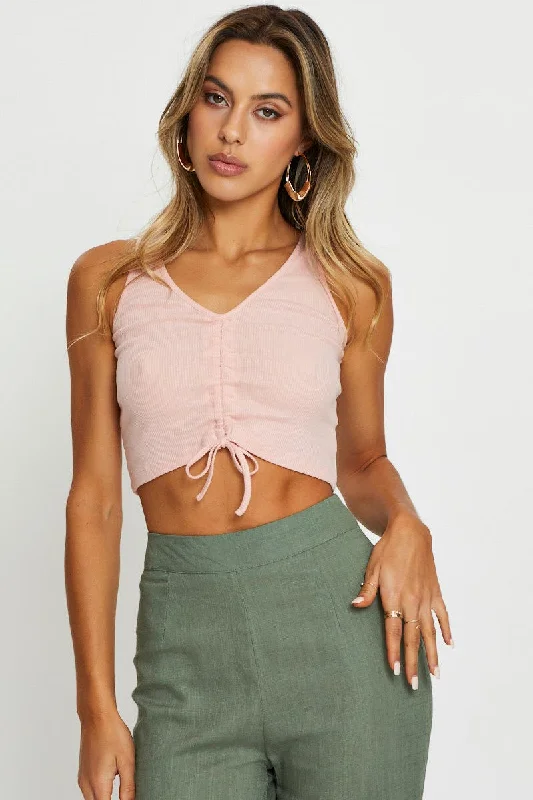Pink Crop Top Dapper Women's Bow - adorned