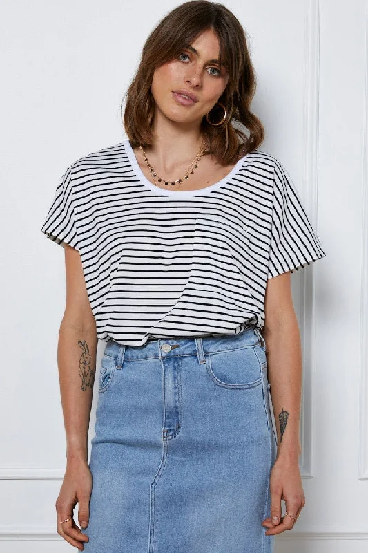 Stripe T Shirt Short Sleeve Disco
