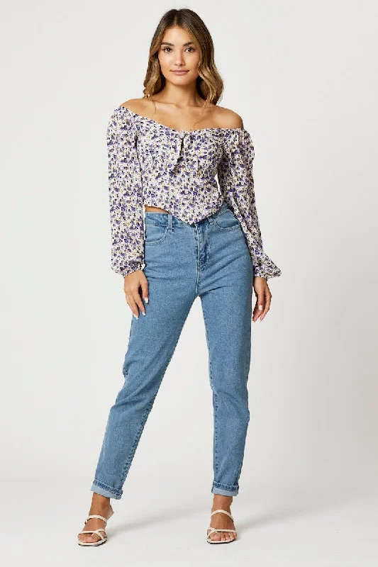 Print Tie Front Scarf Hem Top Trendy Women's Oversized