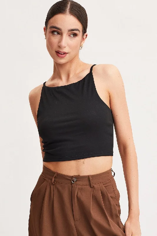 Black Singlet Top Sleeveless Casual Women's Loose - fitting