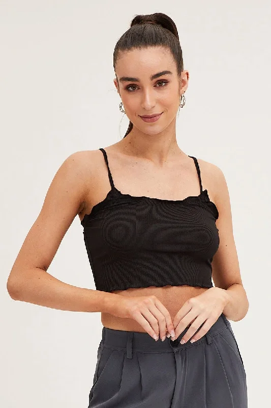 Black Singlet Top Seamless Country
