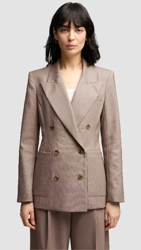 Chelsea Blazer in Seasonless Wool | Taupe Geometric