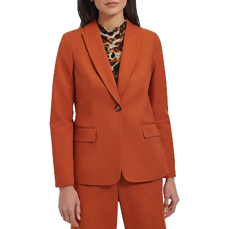 Calvin Klein Womens Shoulder Pads Long Sleeve One-Button Blazer Casual Women's Loose - fitting Calvin Klein Womens Shoulder Pads Long Sleeve One-Button Blazer Casual Women's Loose - fitting