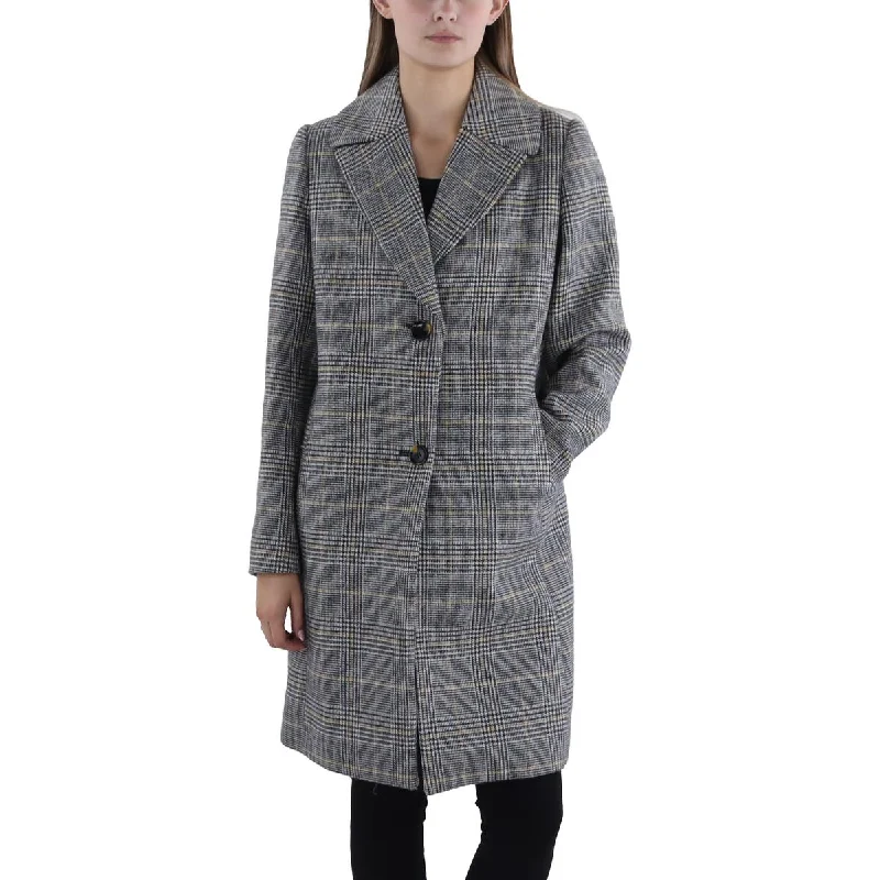Tahari Womens Wool Blend Plaid Overcoat Practical Women's Quick - dry