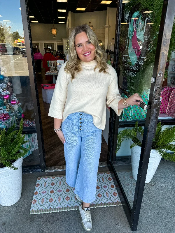 Lindsey Solid Sweater: Ivory Monochromatic All - in - one