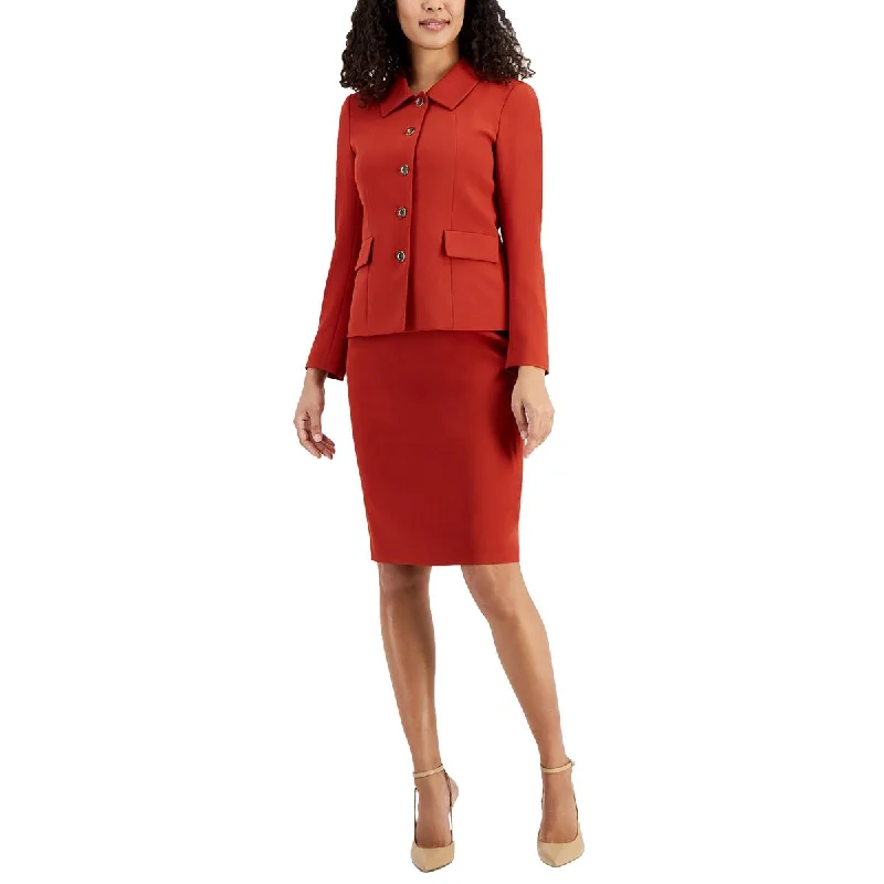 Le Suit Womens Woven Long Sleeves Double-Breasted Blazer Disco