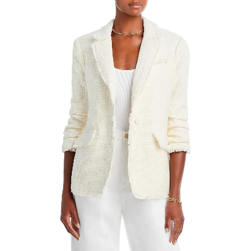Cinq a Sept Womens Khloe Knit Ruched Sleeve One-Button Blazer purpose
