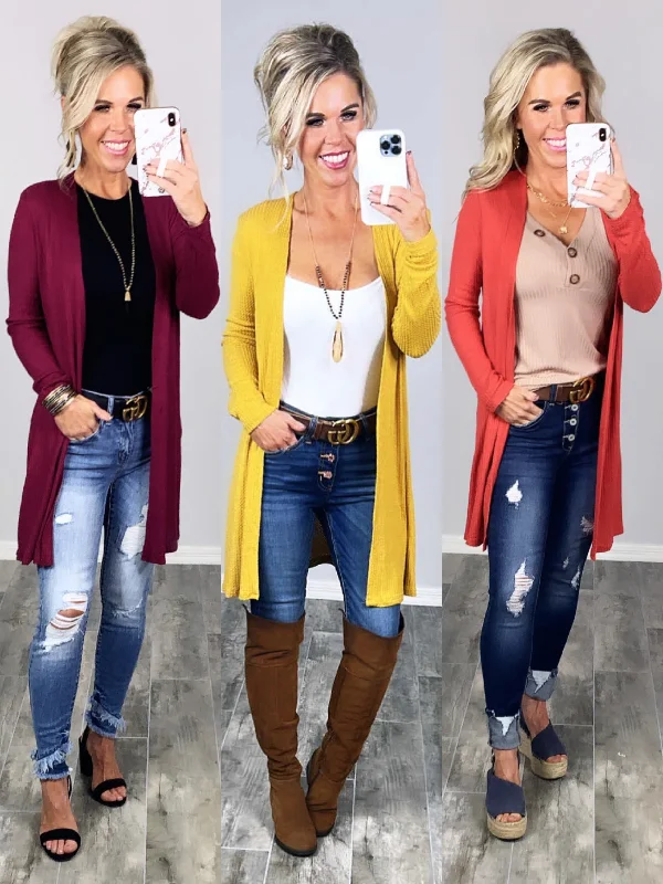 Carefree Days Cardigan - Multiple Colors Monochromatic Office Style