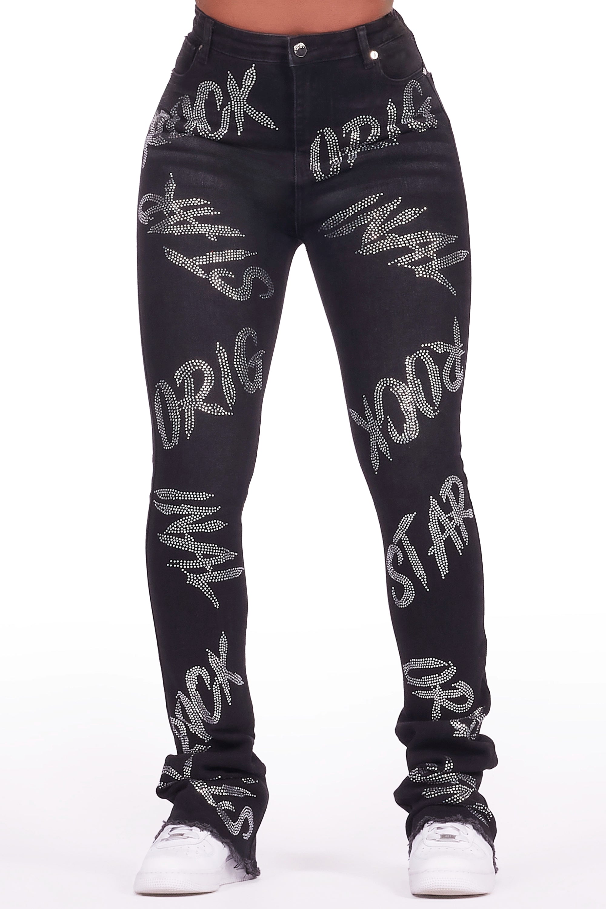 Chequea Black Stacked Flare Jean Sophisticated Women's 