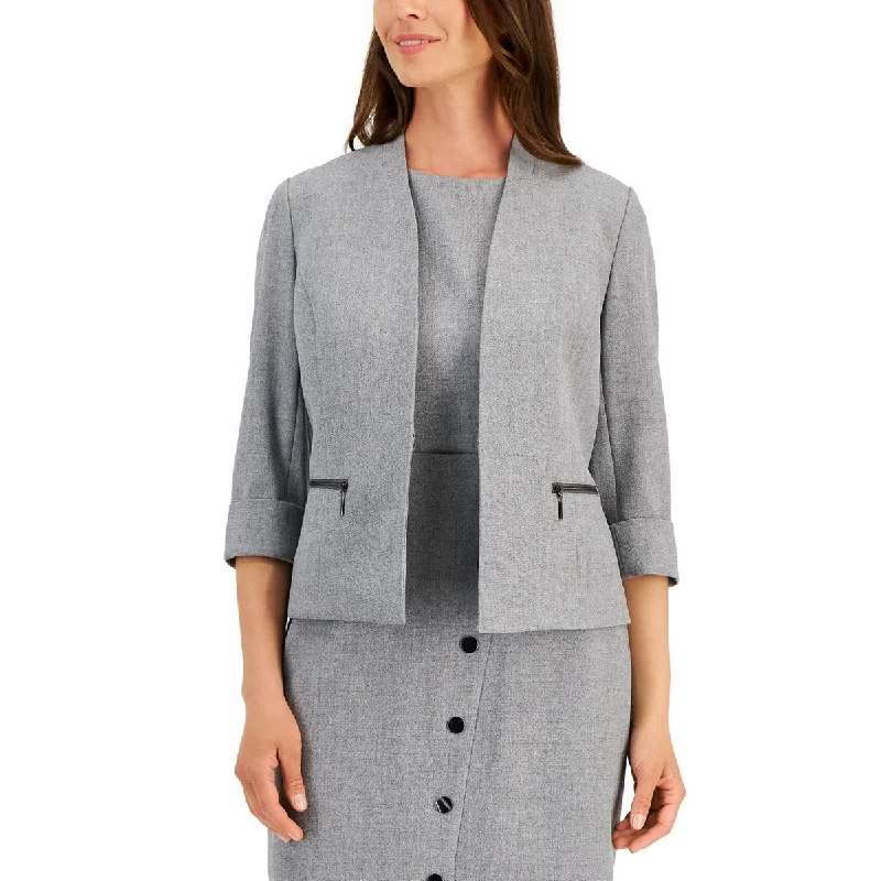 Kasper Womens Plus Zip Pocket Professional Open Front Casual Women's Loose - fitting