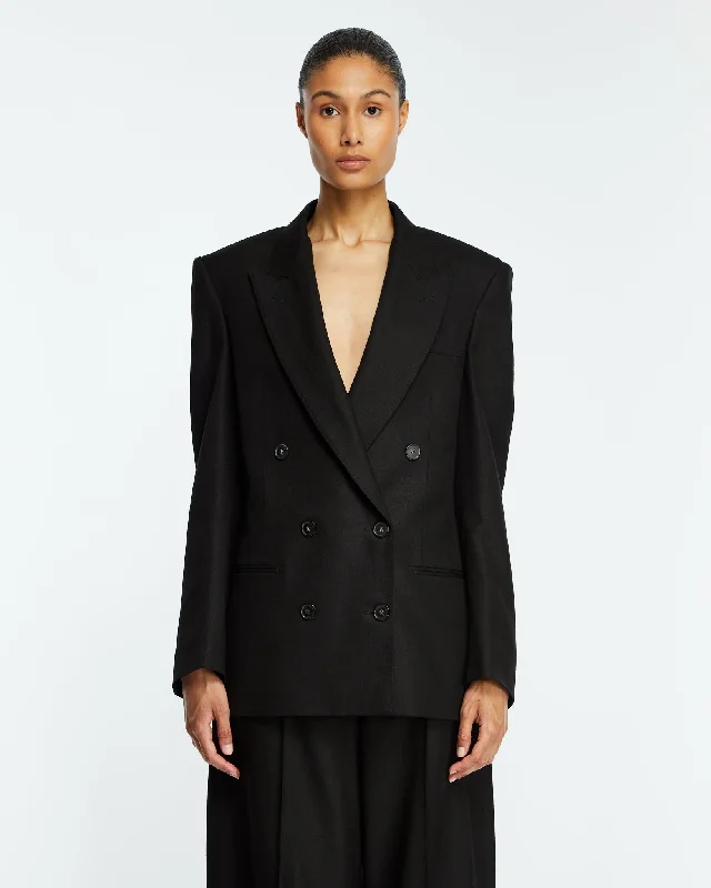 Oversized Double-Breasted Blazer Preppy Women's College