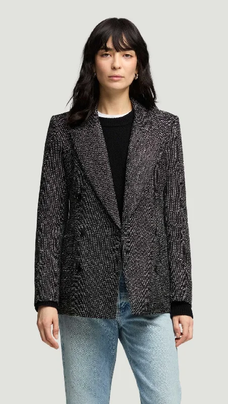 Chelsea Blazer in Tweed | Black/White Relaxed Women's Beachy