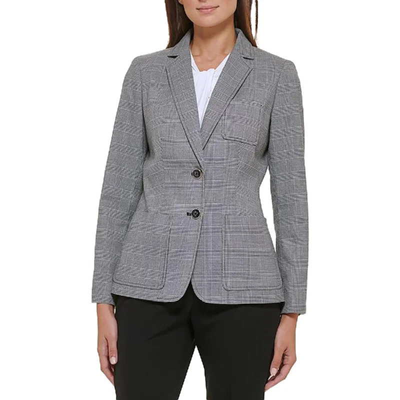 Tommy Hilfiger Womens Glen Plaid Workwear Two-Button Blazer Laid - back Women's Vibe