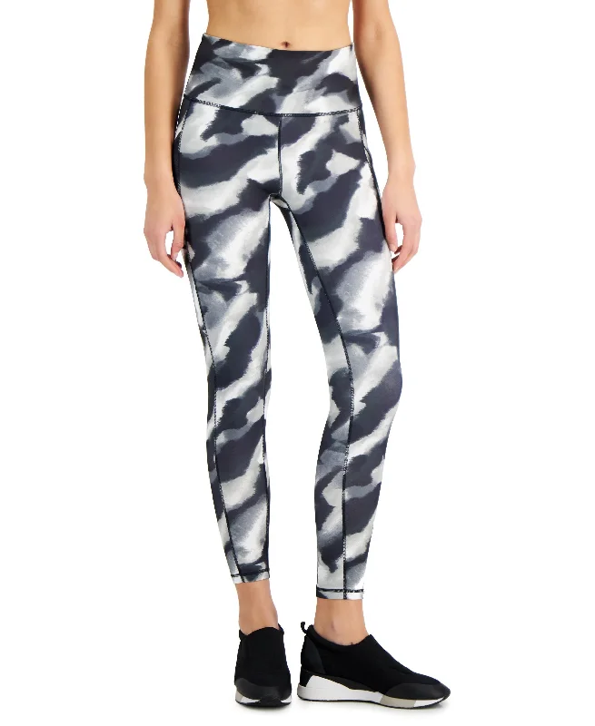 ID Ideology Petite Printed Full-Length Leggings Monochromatic Office Style