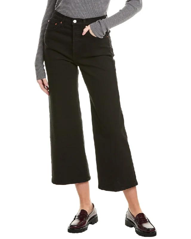 RE/DONE High-Rise Black Wide Leg Crop Jean Modern Women's Tech