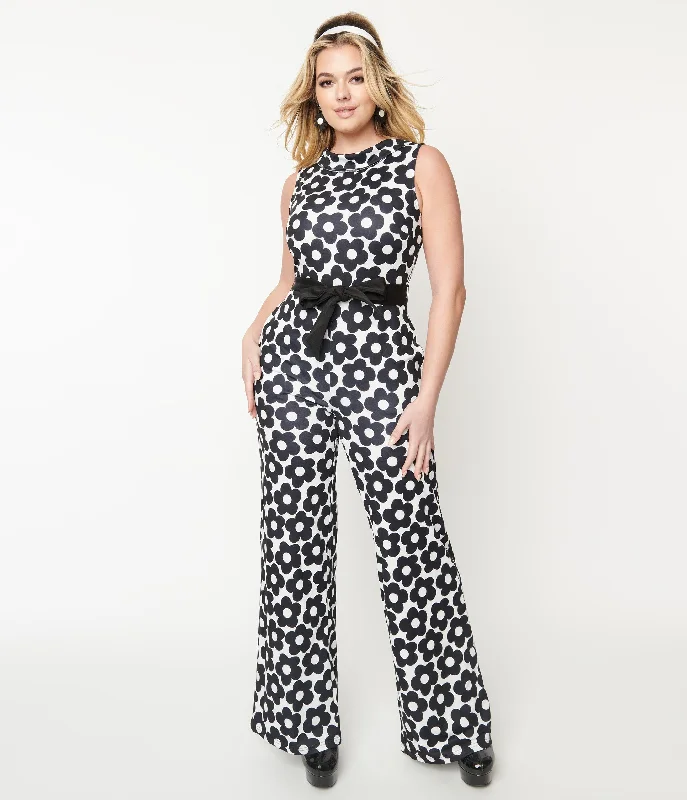 Smak Parlour 1960s Daisy Print Cowl Neck Jumpsuit Refined Women's Hand - crafted