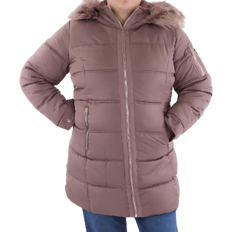 Jessica Simpson Womens Plus Insulated Hooded Puffer Jacket Streetwear Style for 