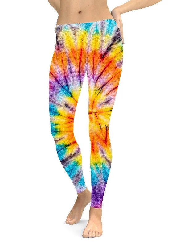 Classic Tie Dye Leggings Sleek Women's Metallic