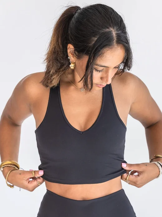 V Neck Bra Top - Onyx performance