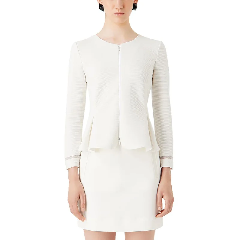 Emporio Armani Womens Shoulder Pads Zipper Collarless Blazer Vacation