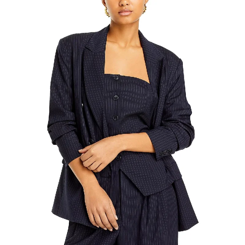 WAYF Womens Vesper Pinstripe Suit Separate Double-Breasted Blazer Gym