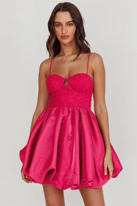 Lucia Bubble Skirt Mini Dress Hot Pink Cool Women's Distressed