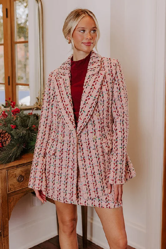 Boss Babe Tweed Blazer in Pink French