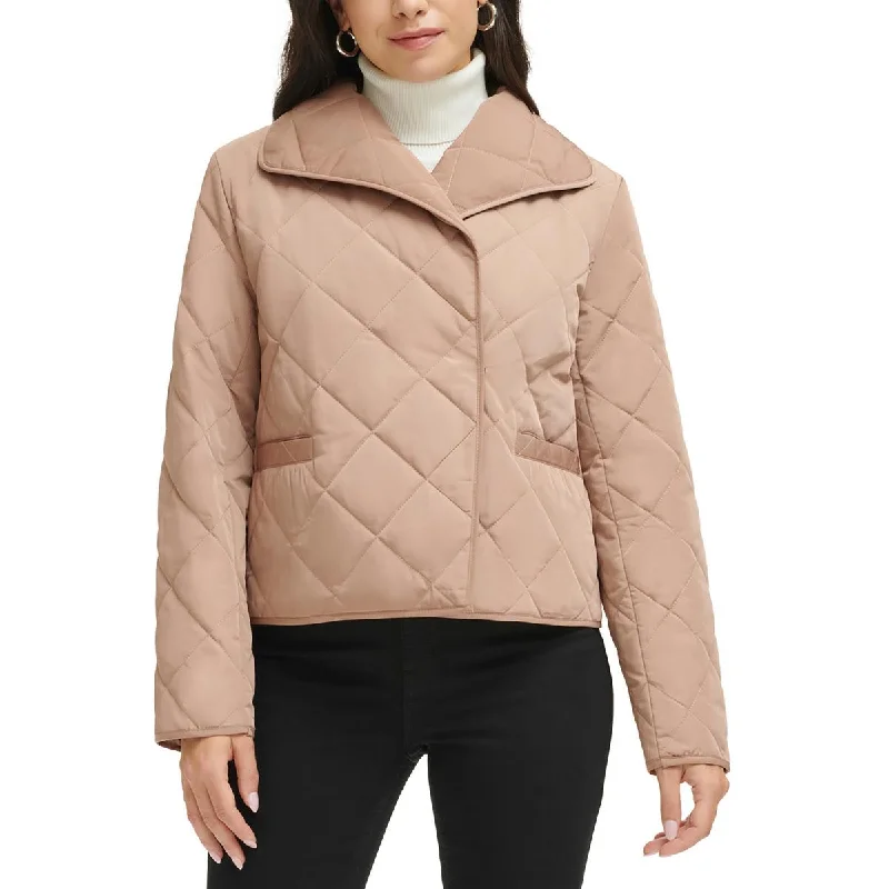 Calvin Klein Womens Quilted Collared Wrap Coat Hip Women's Urban