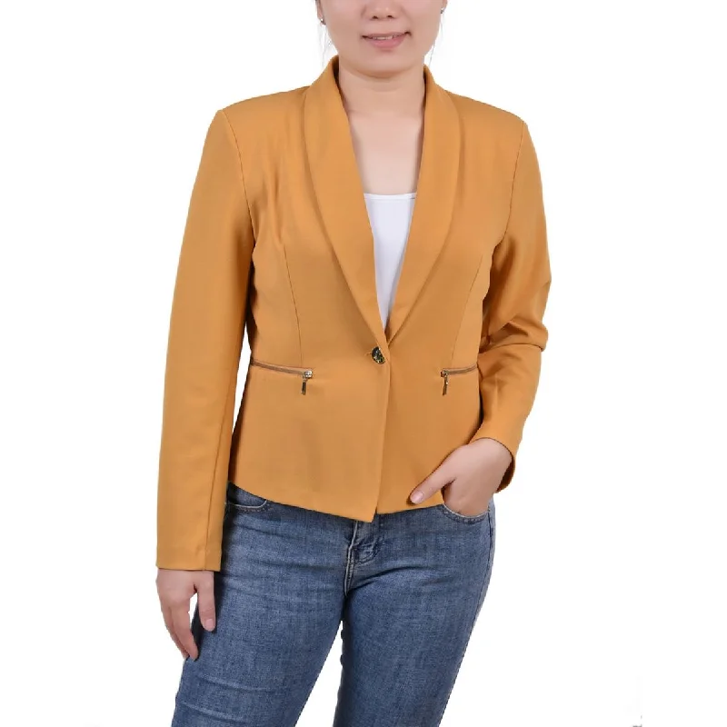 NY Collection Womens Crepe Business One-Button Blazer Monochromatic All - in - one