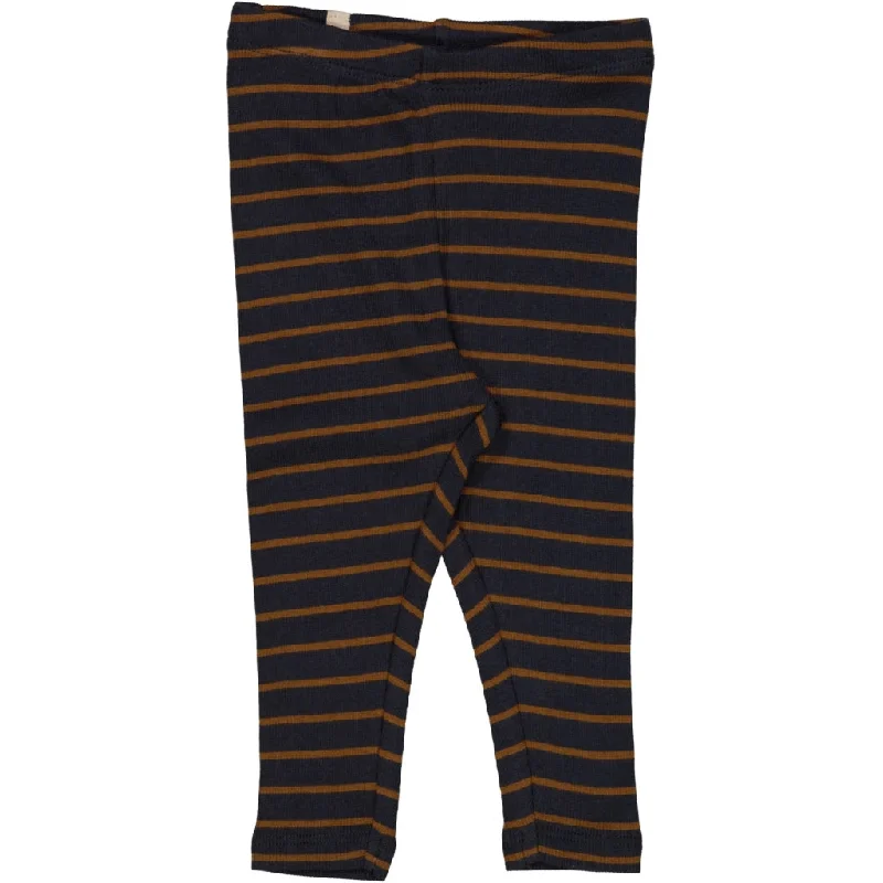 Rib Leggings - midnight blue stripe Sleek Women's Metallic