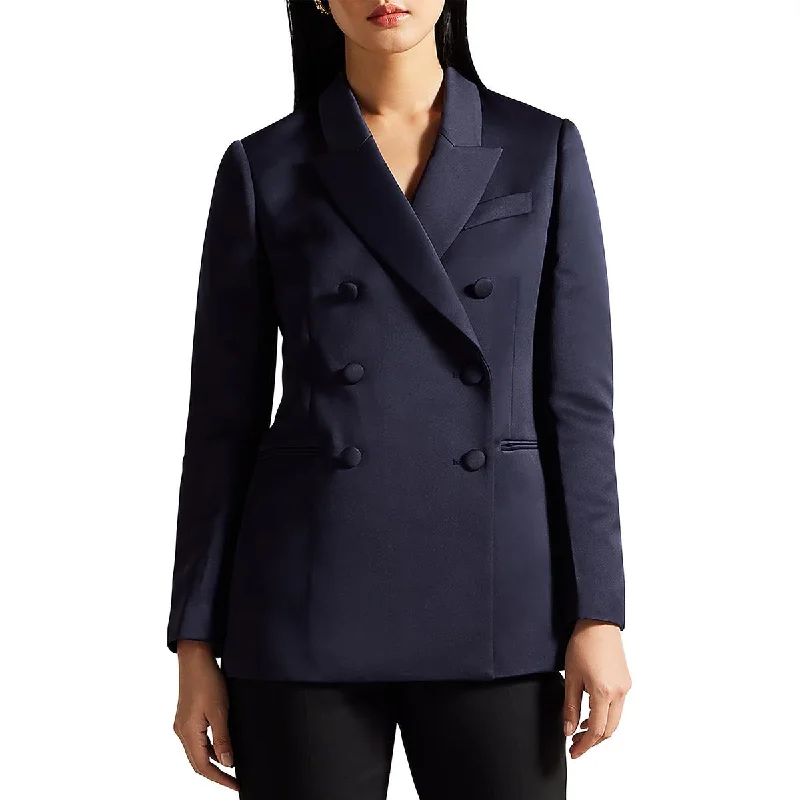 Ted Baker Womens Collar Pocket Double-Breasted Blazer Bold Women's Animal Print