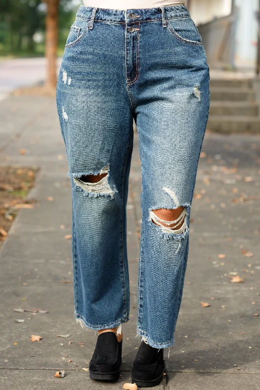 Laughter Is The Best Medicine Jeans, Dark Wash Stylish Women's Tropical 