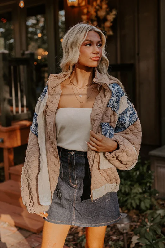 Cozy Couture Quilted Jacket in Warm Taupe Street