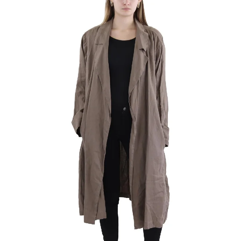 Womens Organic Linen Long Sleeve Trench Coat Dynamic Women's Moto