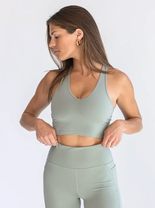 V Neck Bra Top - Dusty Sage Refined Women's Hand - crafted